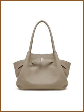 Genuine Leather Work Tote Bag Spacious Laptop Shoulder Handbag